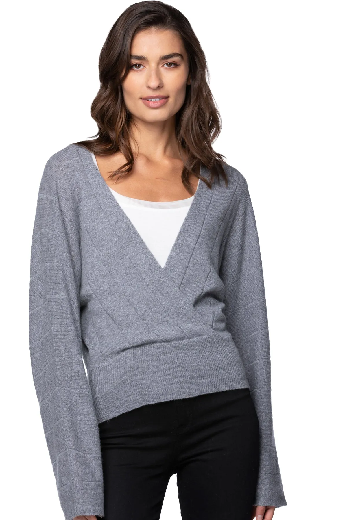 100% Cashmere Camilla Front Crossover Sweater Knit