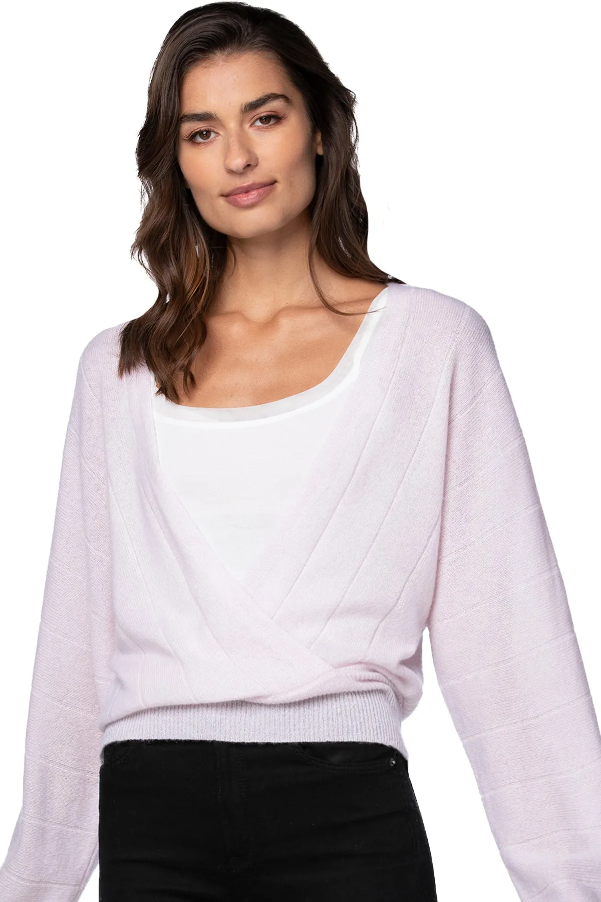 100% Cashmere Camilla Front Crossover Sweater Knit