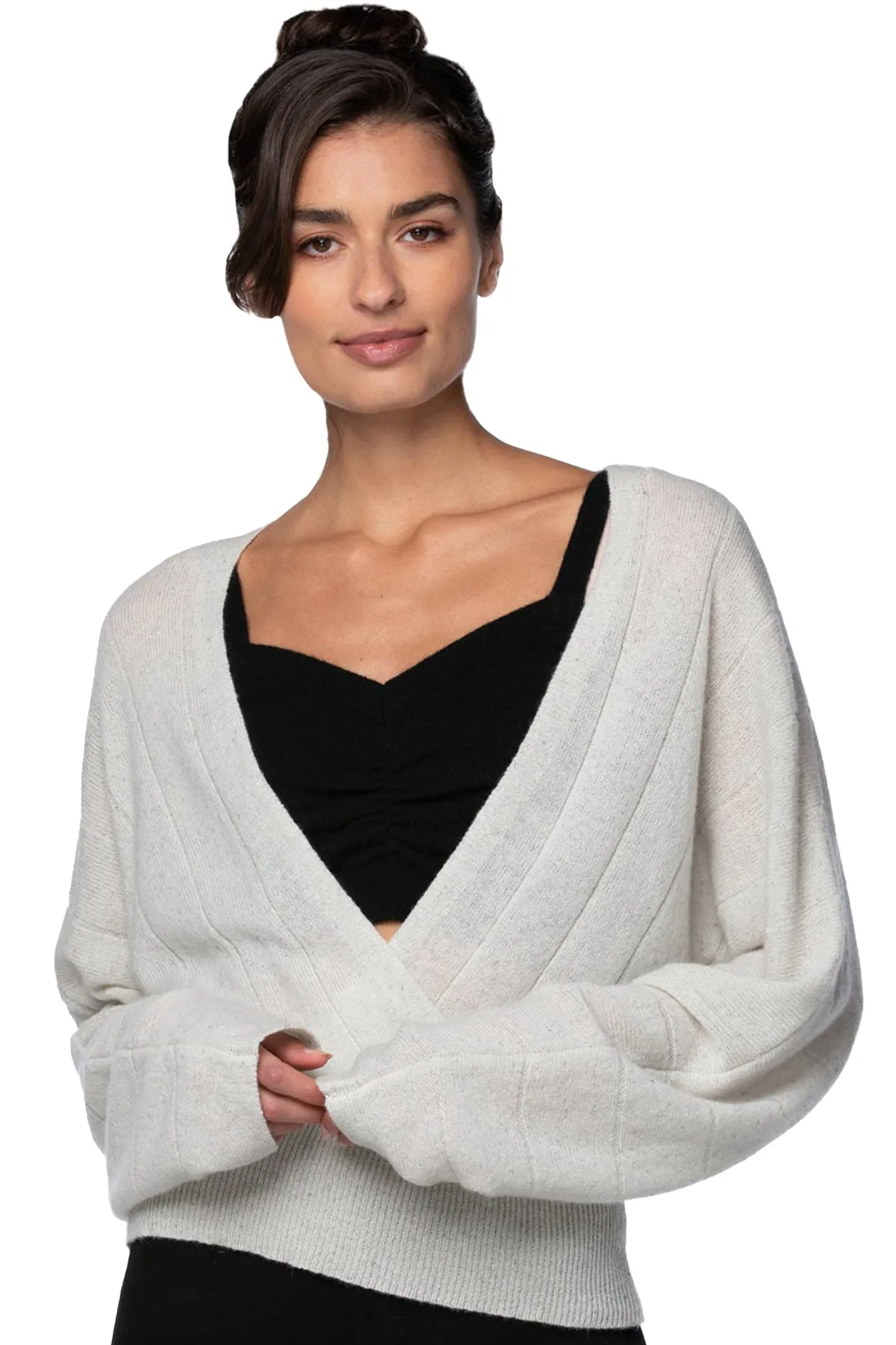 100% Cashmere Camilla Front Crossover Sweater Knit