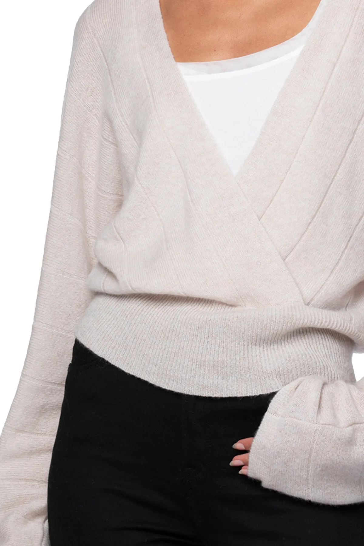 100% Cashmere Camilla Front Crossover Sweater Knit