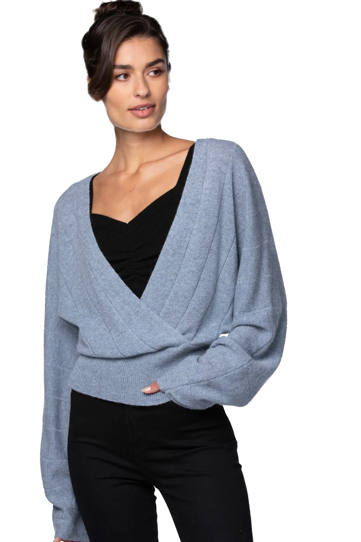 100% Cashmere Camilla Front Crossover Sweater Knit