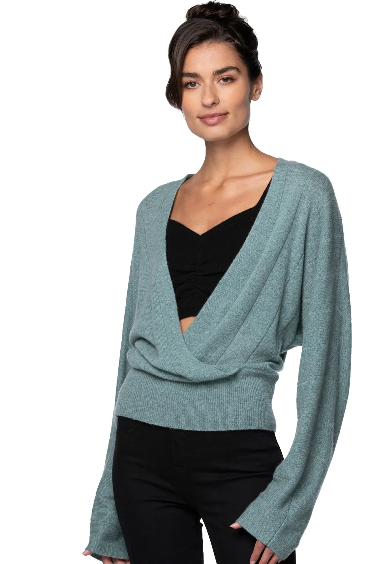 100% Cashmere Camilla Front Crossover Sweater Knit