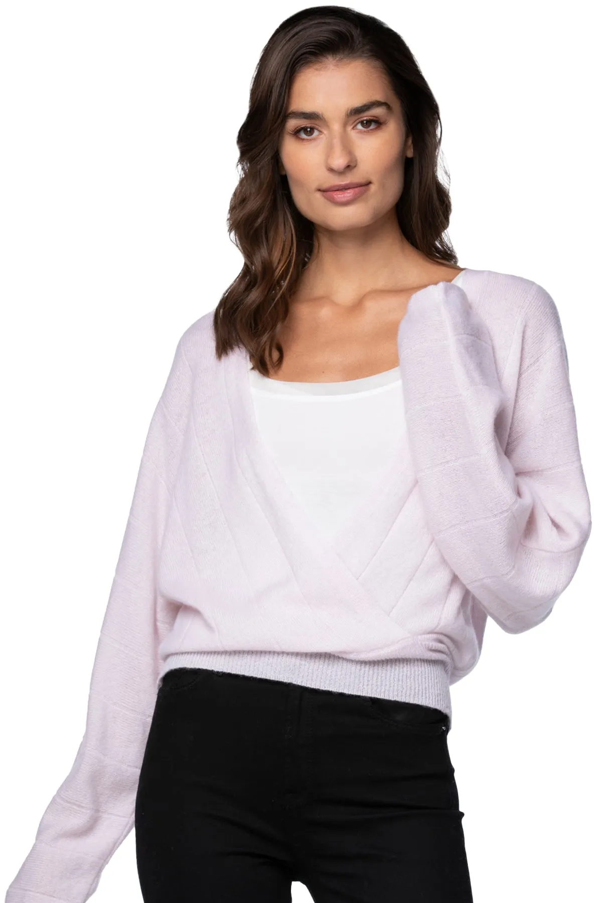 100% Cashmere Camilla Front Crossover Sweater Knit