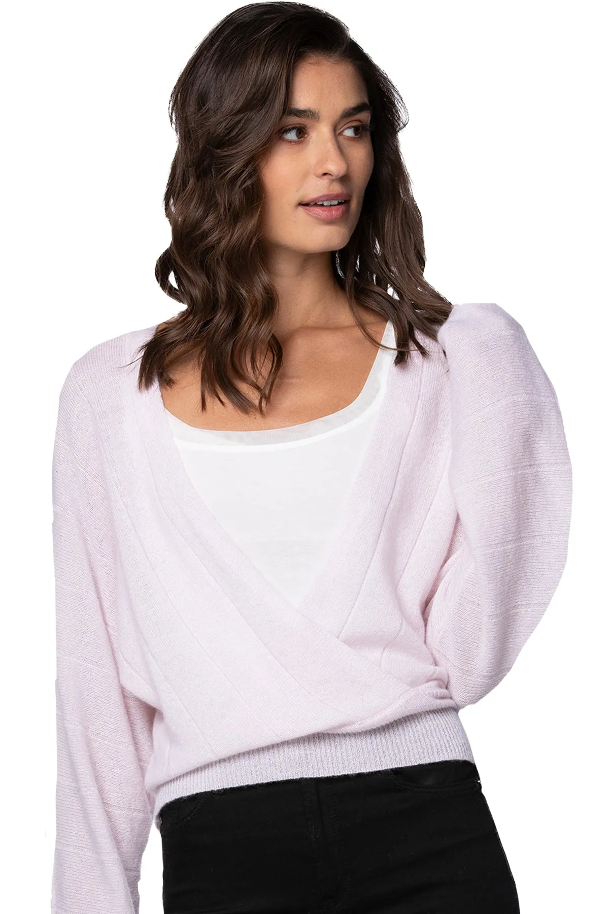 100% Cashmere Camilla Front Crossover Sweater Knit