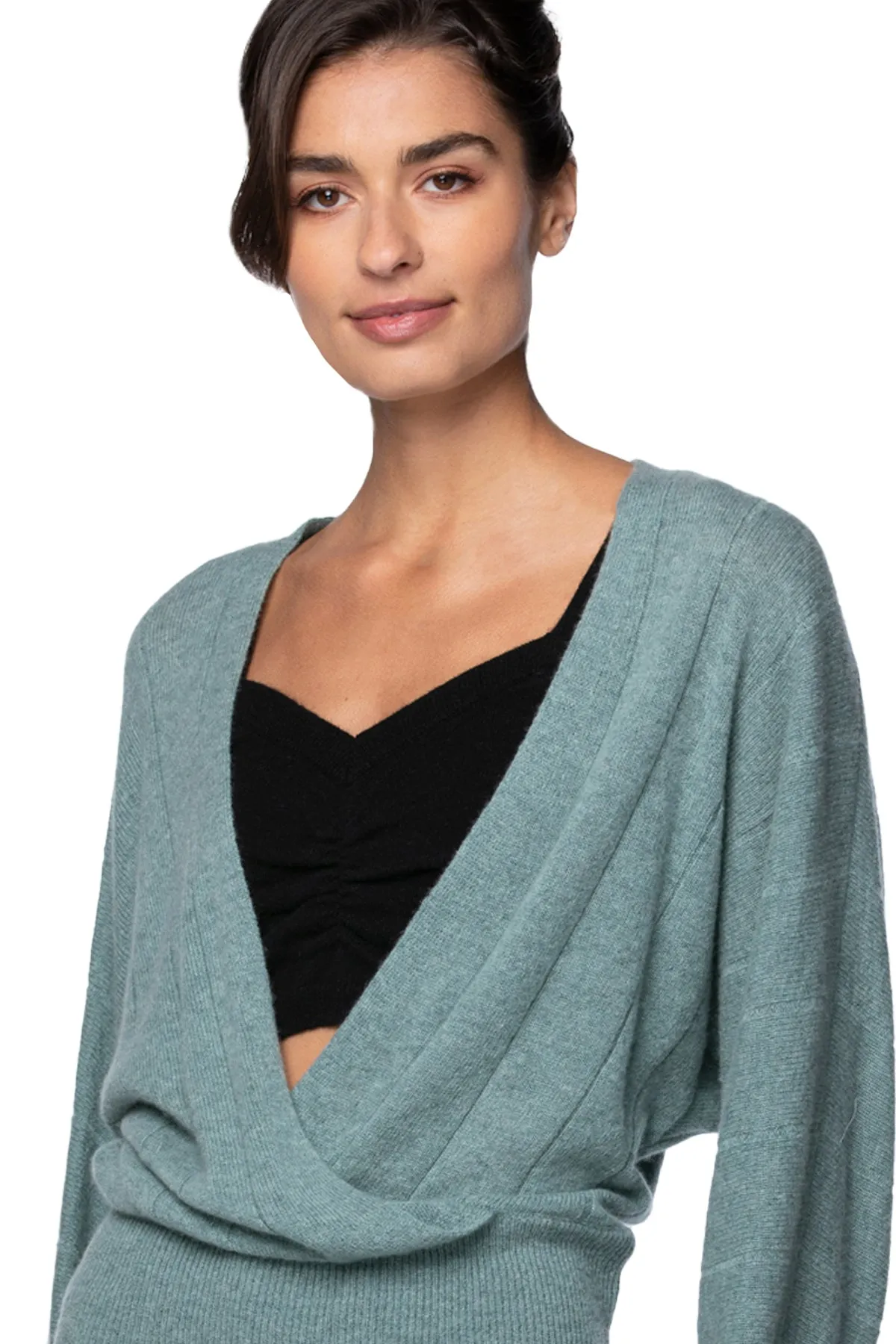 100% Cashmere Camilla Front Crossover Sweater Knit