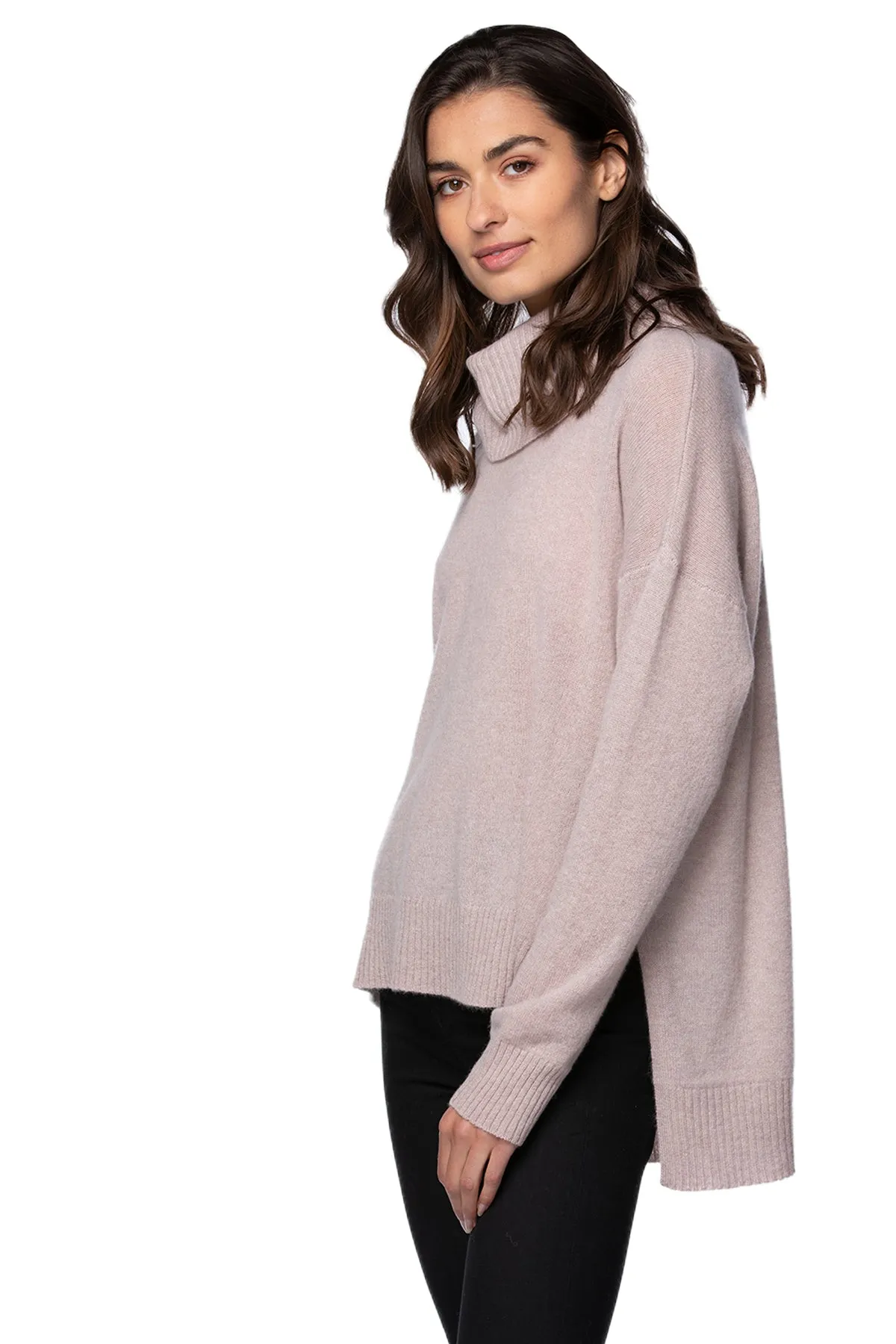 100% Cashmere Evelyn Cowl to Crewneck Sweater