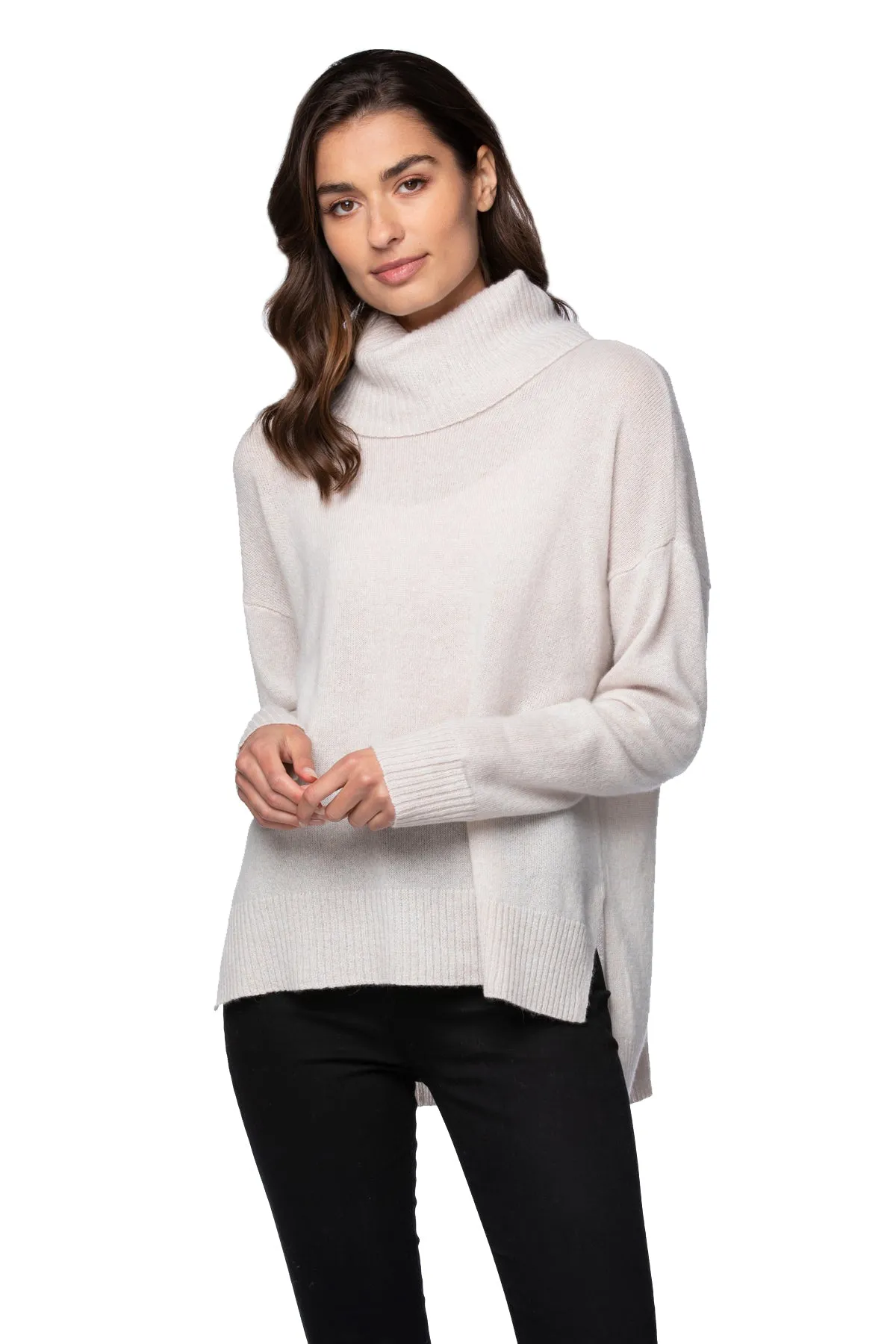 100% Cashmere Evelyn Cowl to Crewneck Sweater