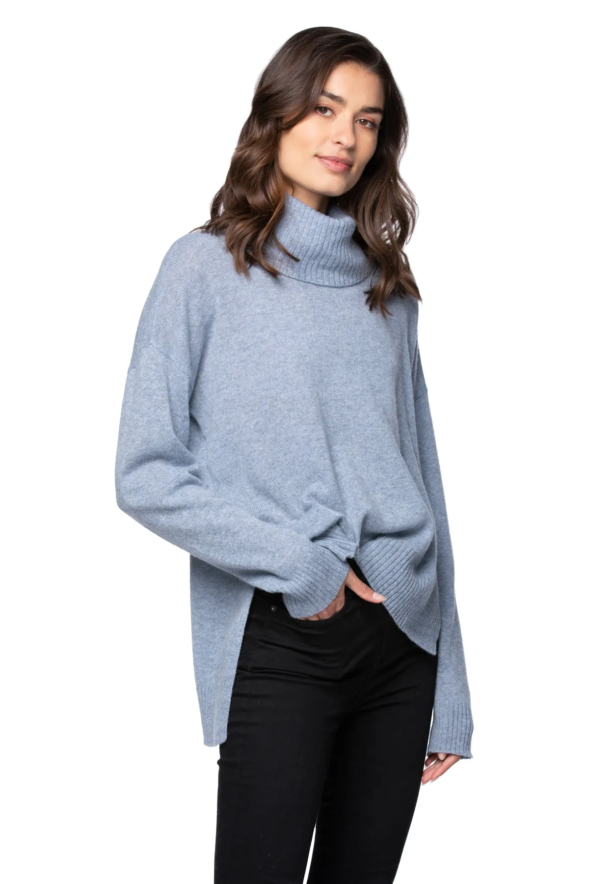 100% Cashmere Evelyn Cowl to Crewneck Sweater