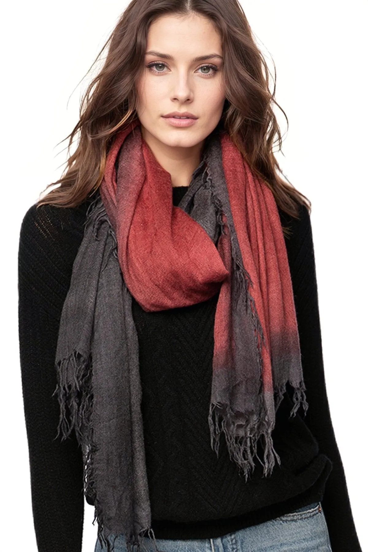 100% Tissue Cashmere Half Moon Scarf