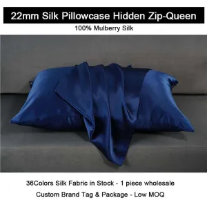 22 Momme Silk Pillowcase - Hidden zip - Queen size - custom and wholesale