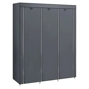 AMOS Grey Fabric Folding Wardrobe Garments Clothes Home Storage - 175 x 150 x 45 cm