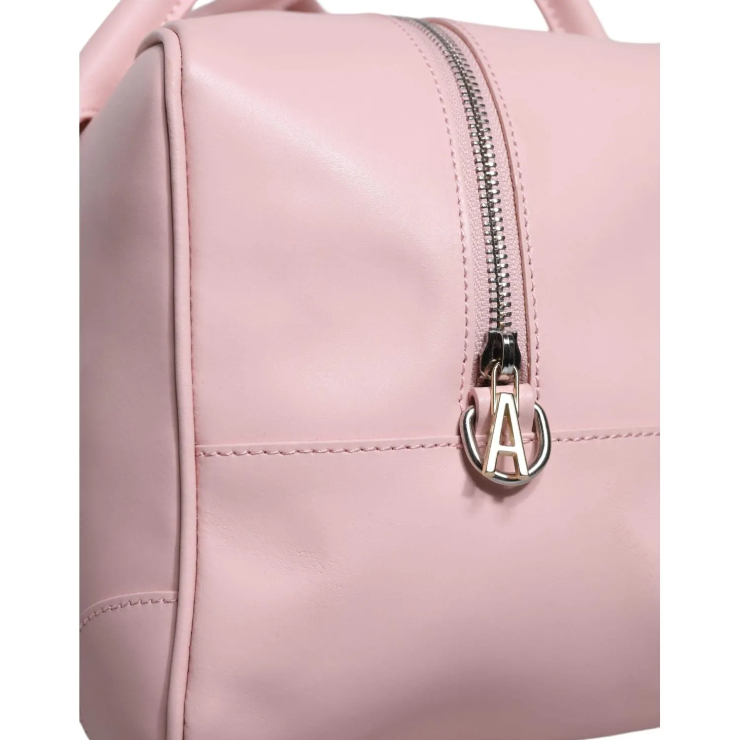 Aniye By Pink Leather Logo Top Handle Duffel Handbag Women Bag