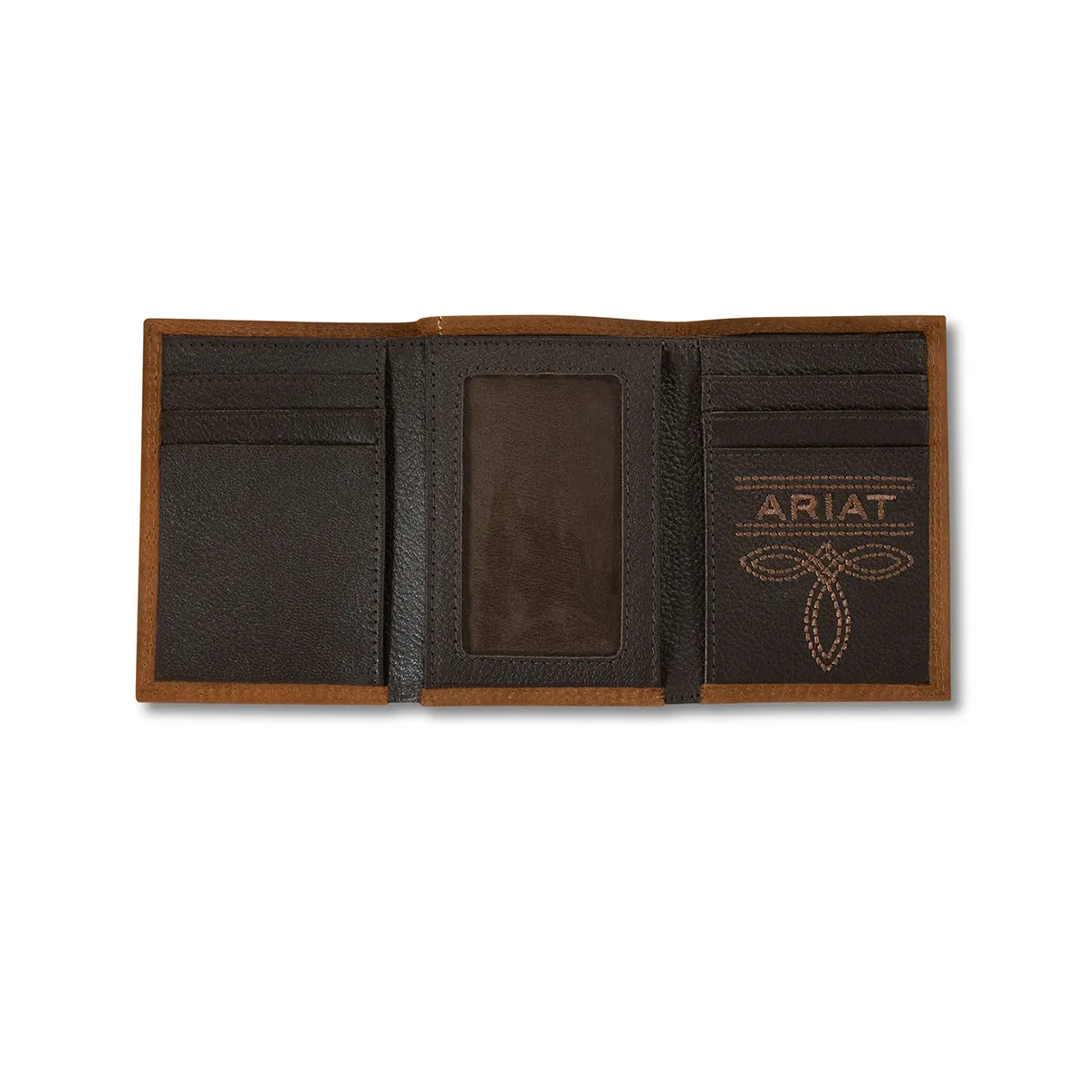 Ariat Tan with Flag Patch Tri-fold Wallet