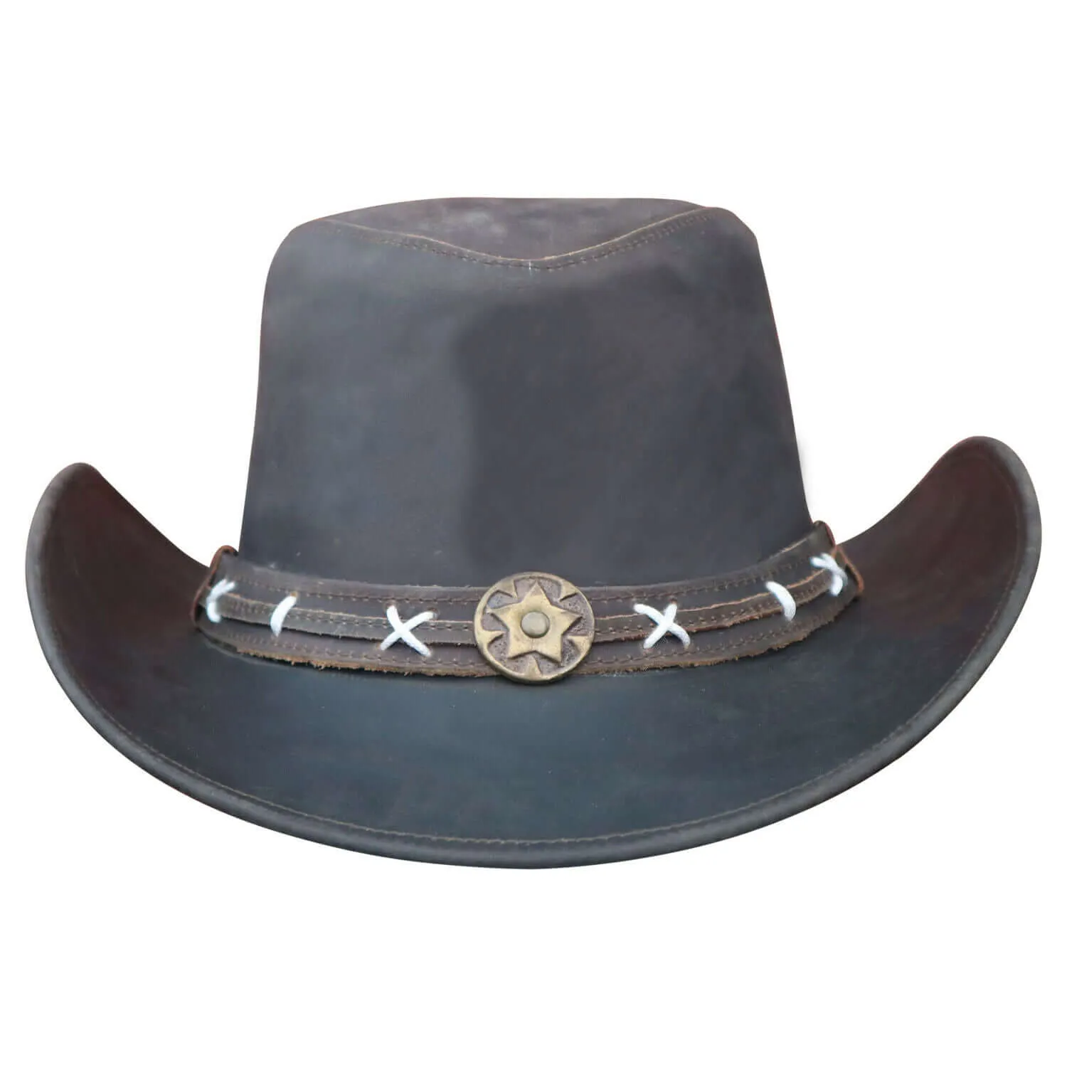 Australian Leather Top Grain Quality Brown Leather Western Cowboy Bush Hat