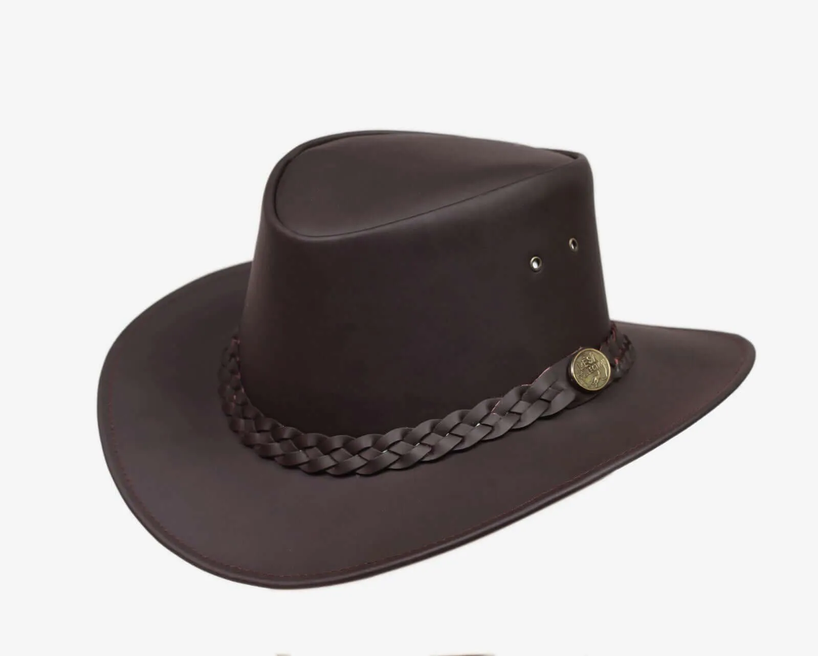 Australian Style Leather Outback Bush Hat Mens Womens Brown