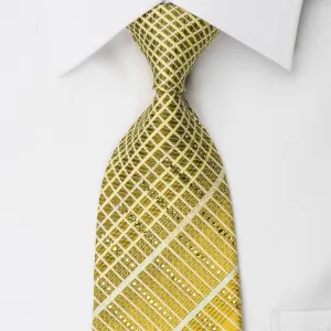 Basic Elle Rhinestone Necktie Yellow Striped With Silver Sparkles