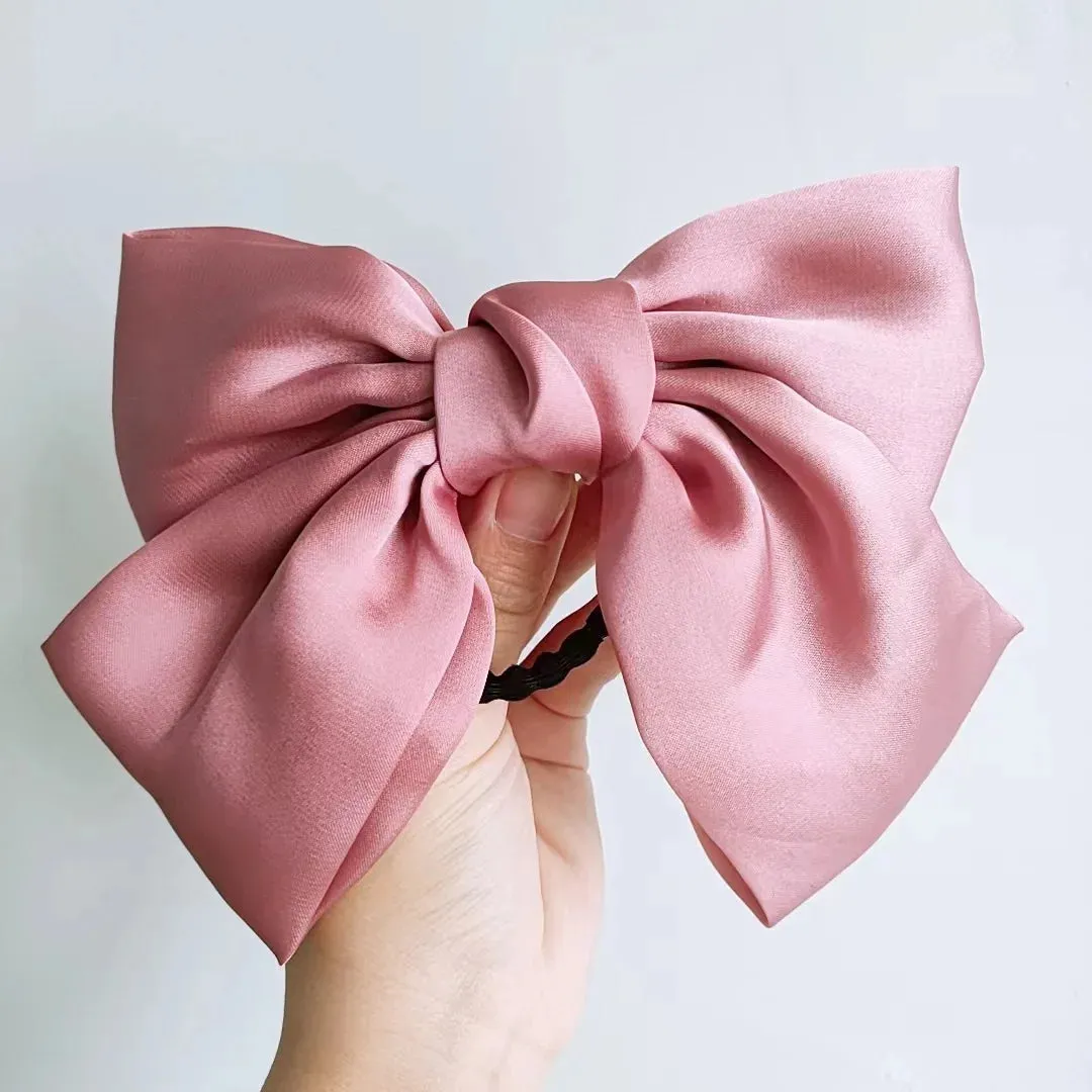 Big Red Bow Hair Accessory - Spring Korean Satin Rubber Bow - Christmas Accessory