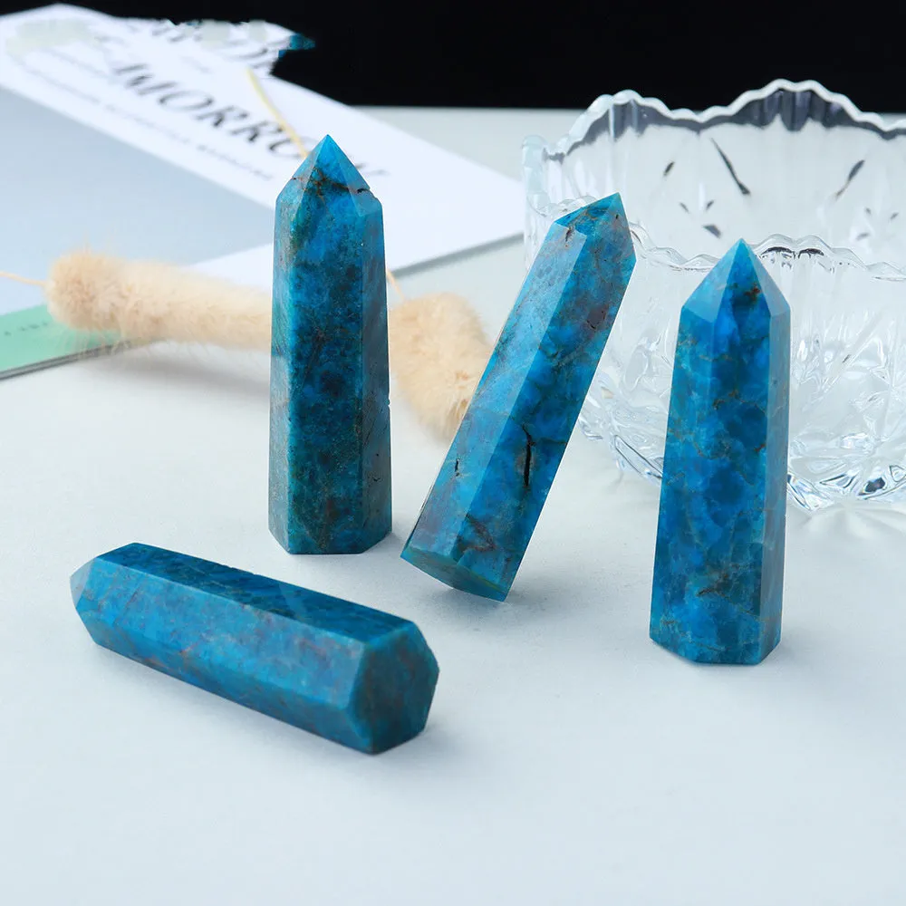 Blue Apatite Point Healing Crystal Stone Tower Reiki Energy