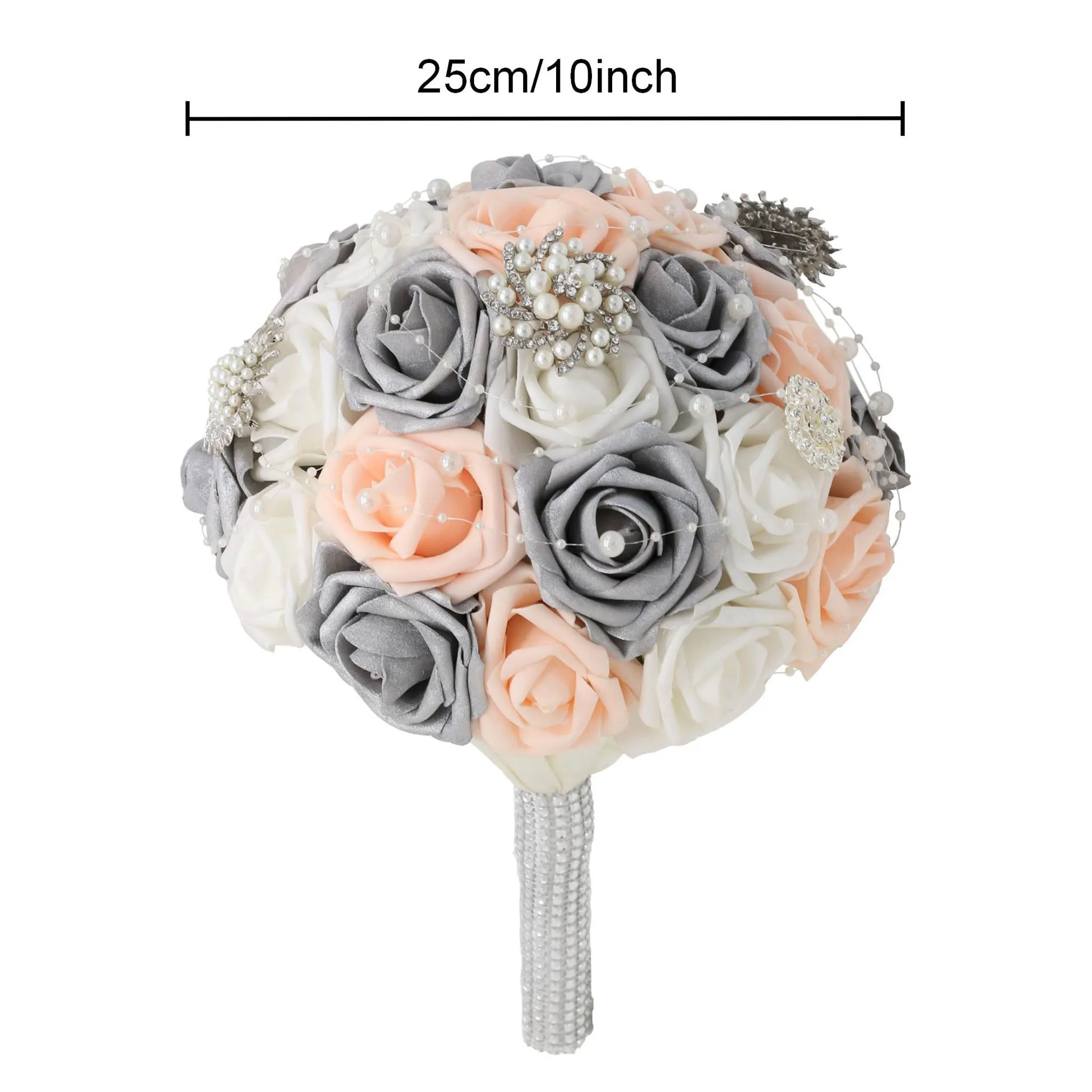 Blush Silver Bridal Bouquet Artificial Brooch Bouquet