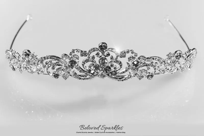 Brianna Romantic Royal Silver Tiara | Swarovski Crystal