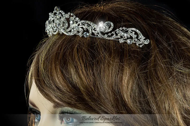 Brianna Romantic Royal Silver Tiara | Swarovski Crystal