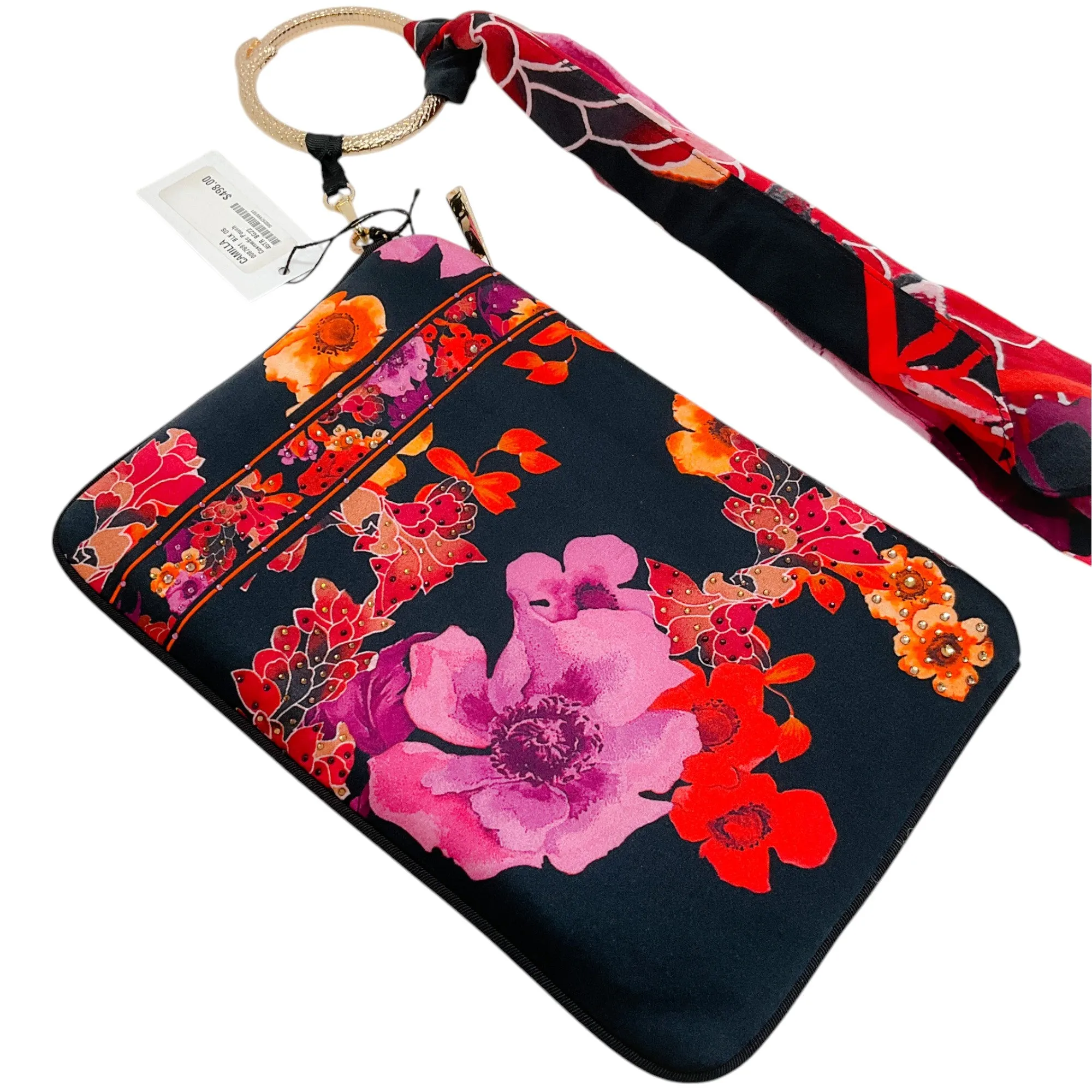 Camilla Black / Pink Floral Cosmetic Pouch