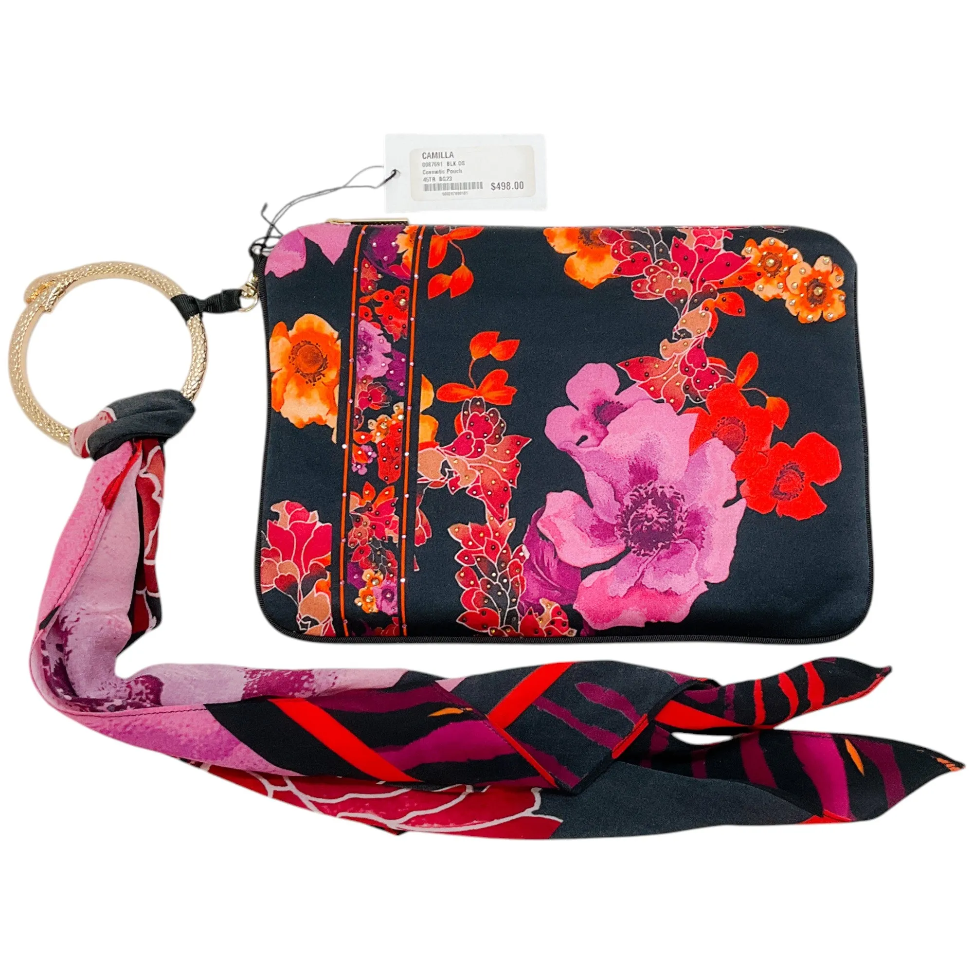 Camilla Black / Pink Floral Cosmetic Pouch