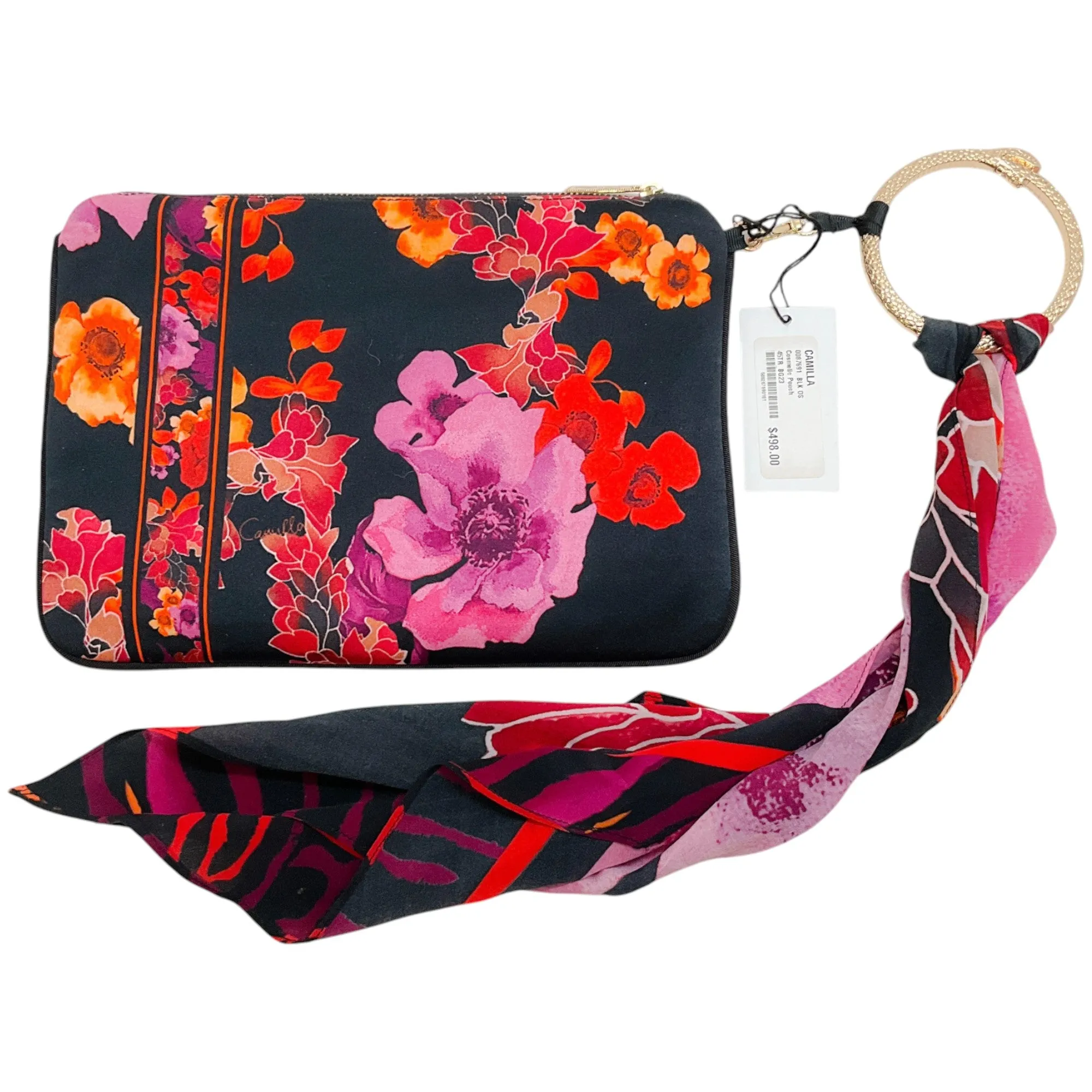 Camilla Black / Pink Floral Cosmetic Pouch