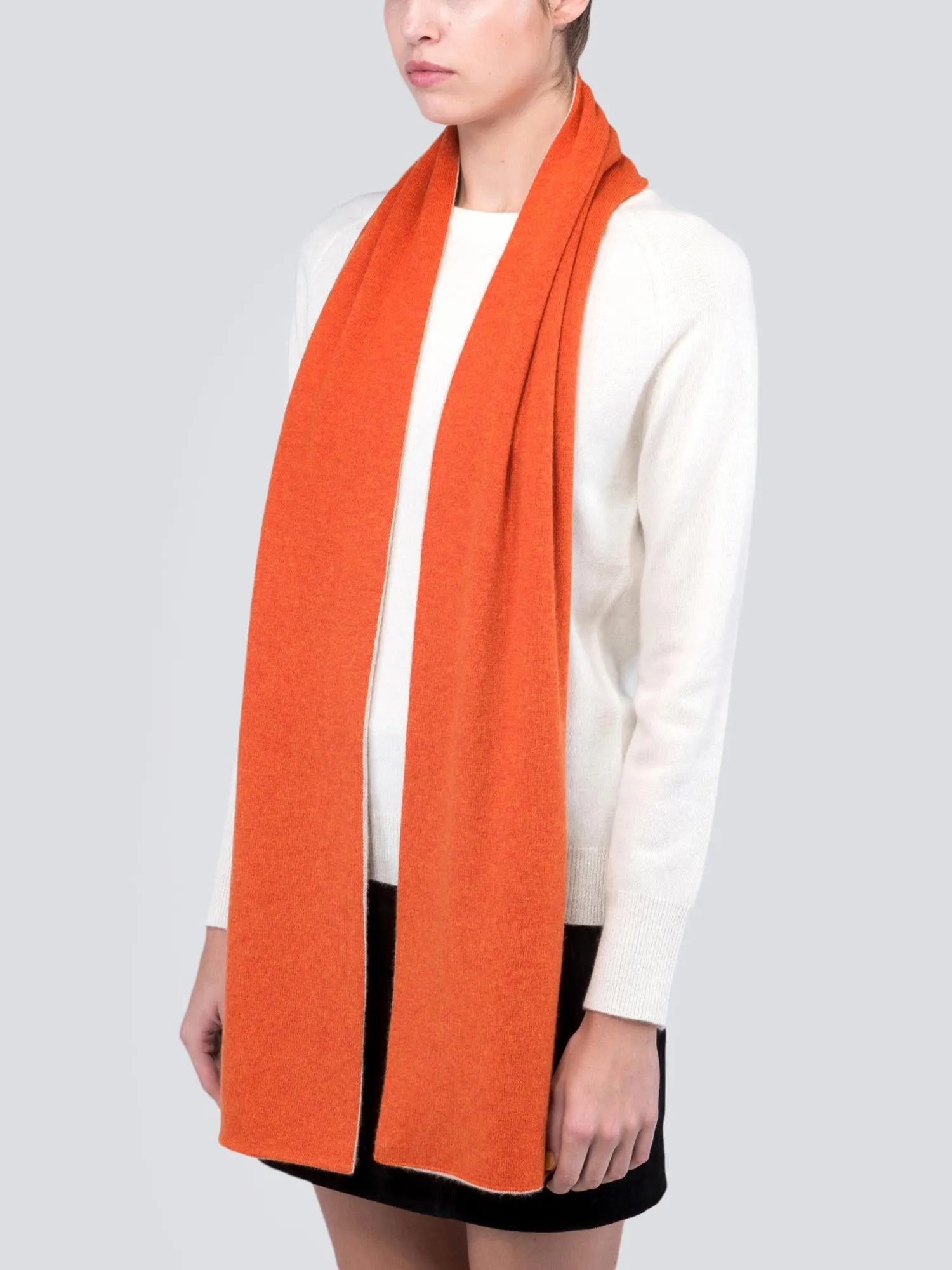 Colorblock Cashmere Scarf_Orange/Oatmeal