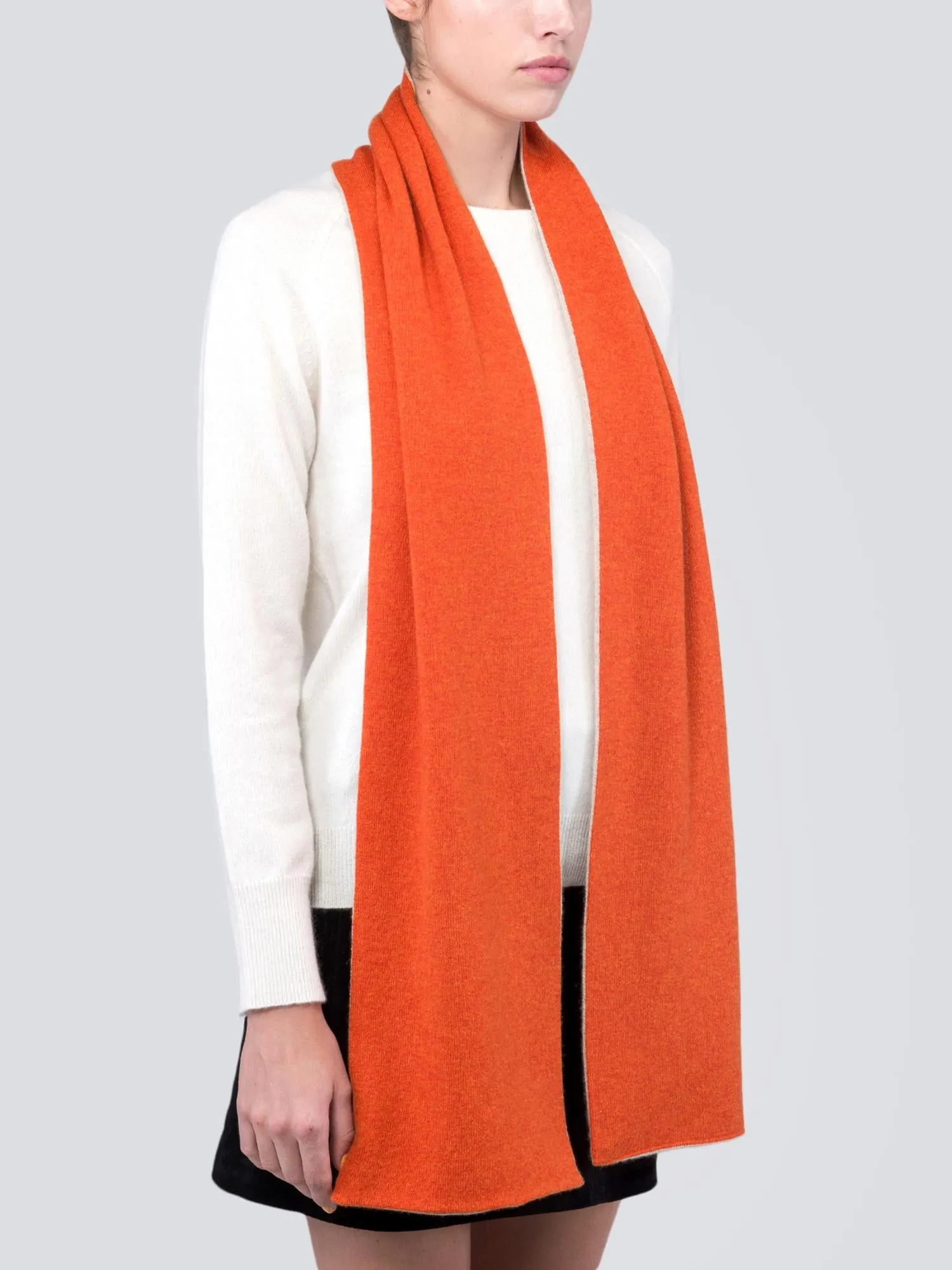 Colorblock Cashmere Scarf_Orange/Oatmeal