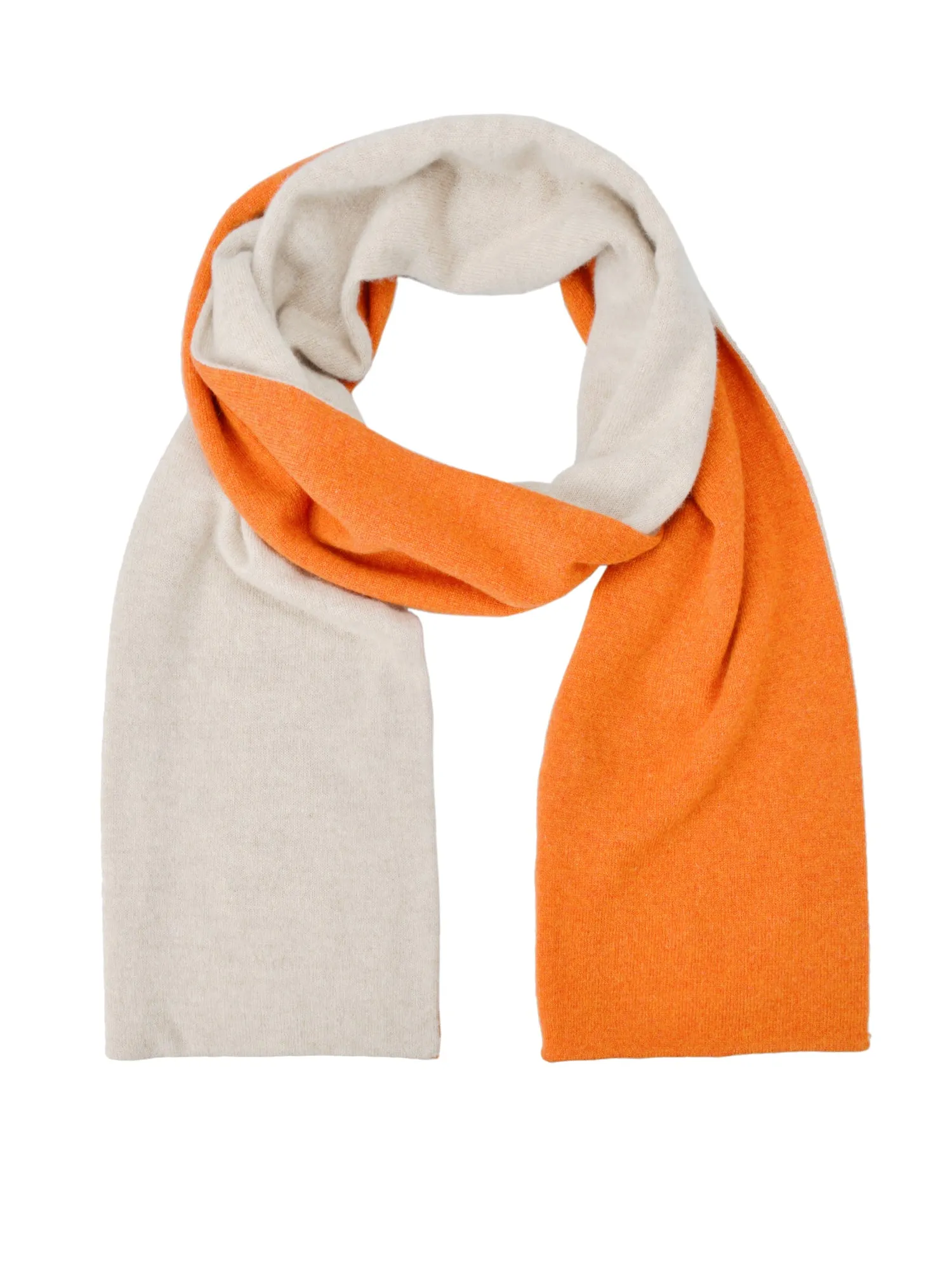 Colorblock Cashmere Scarf_Orange/Oatmeal