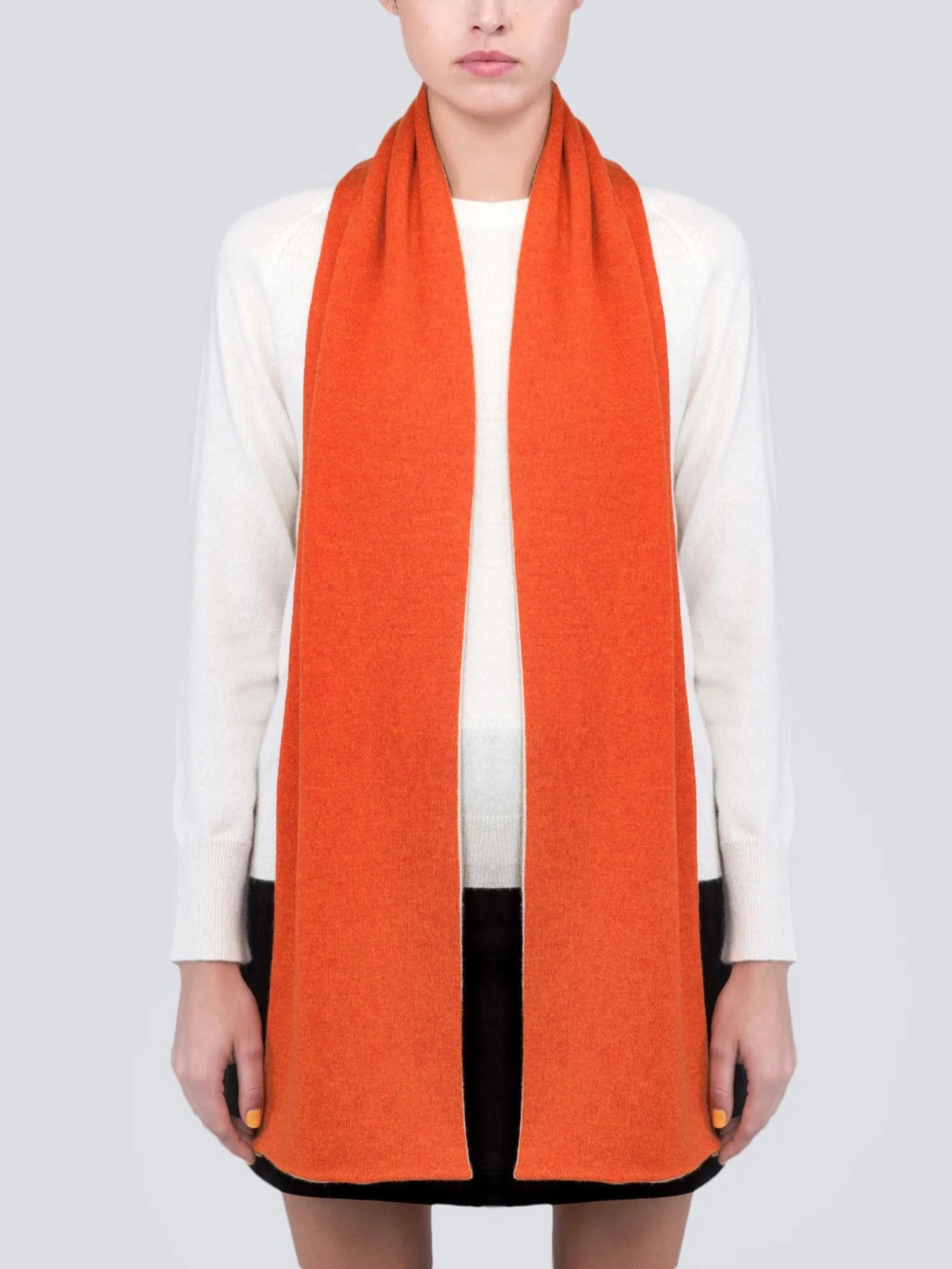 Colorblock Cashmere Scarf_Orange/Oatmeal