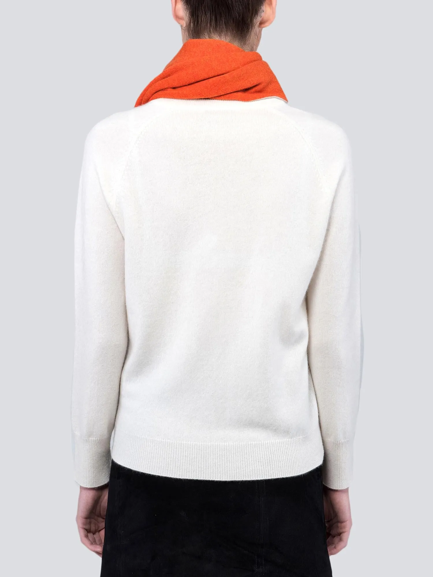 Colorblock Cashmere Scarf_Orange/Oatmeal