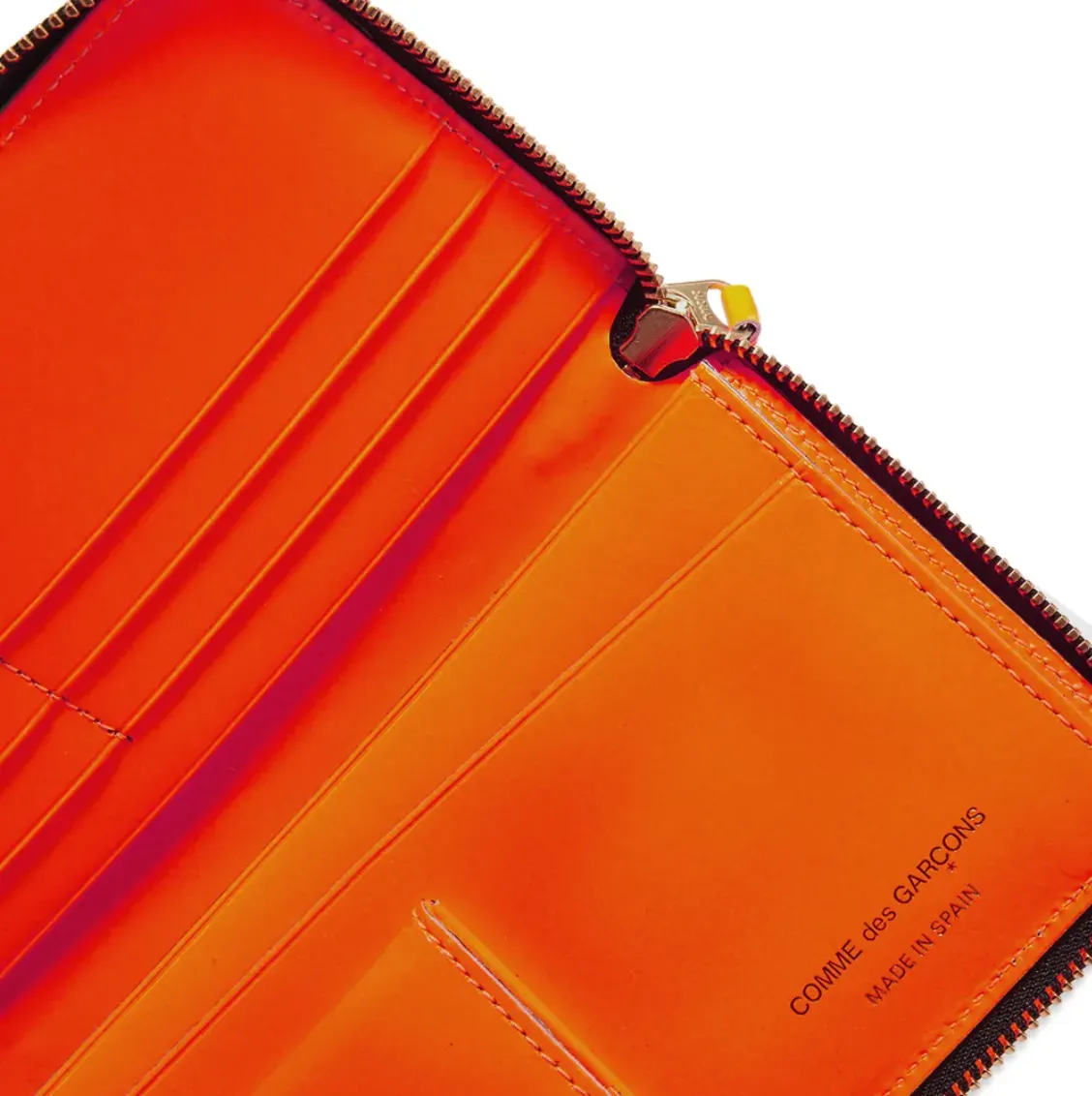 COMME DES GARÇONS FLUO SQUARES ZIP WALLET ORANGE / BLUE