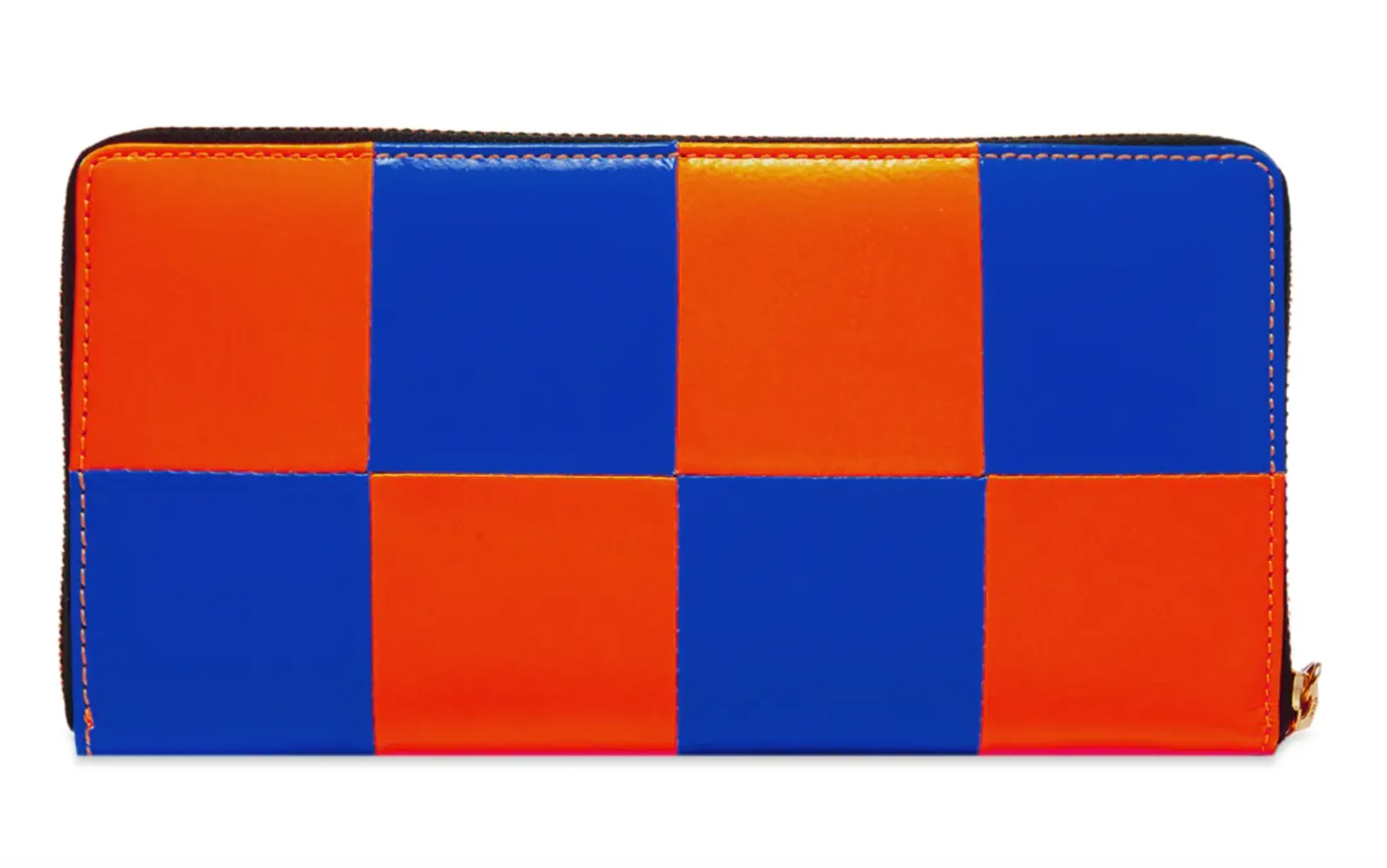 COMME DES GARÇONS FLUO SQUARES ZIP WALLET ORANGE / BLUE