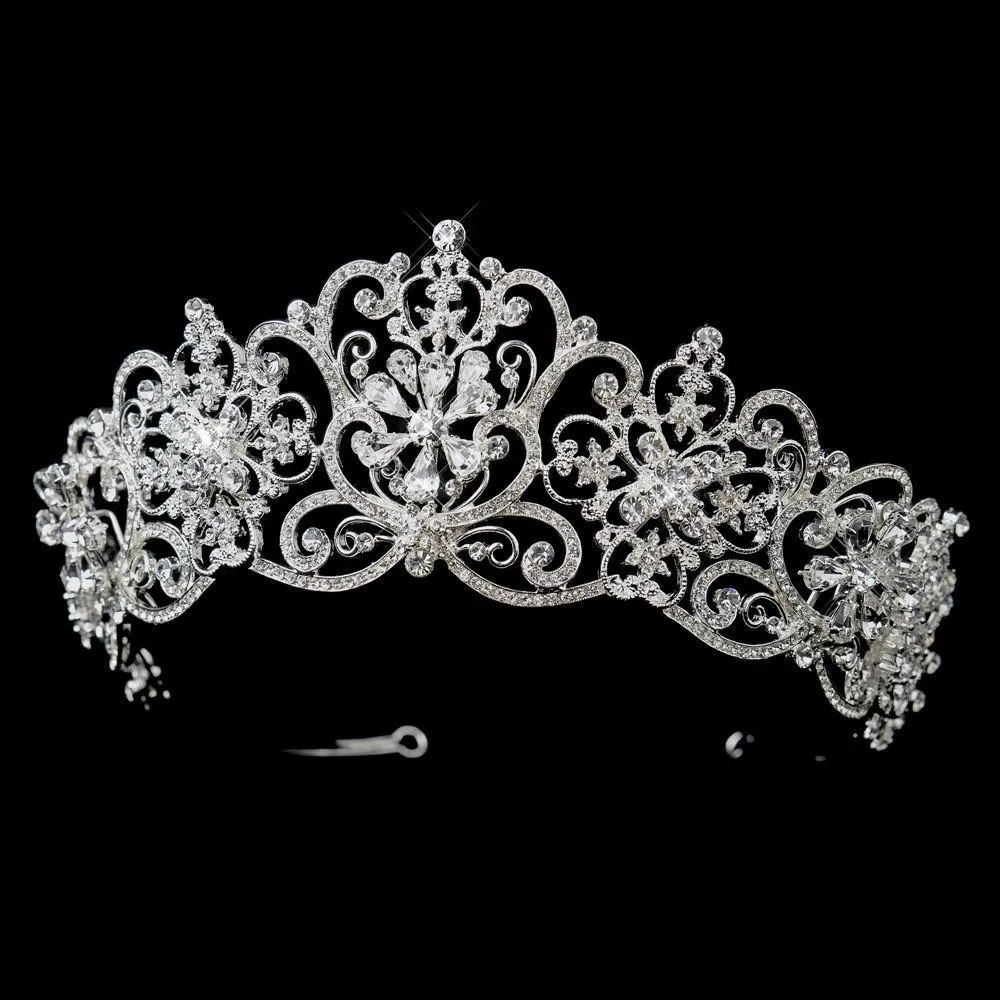 Couture Big Royal Crystal Swirl Wedding Tiara Crown