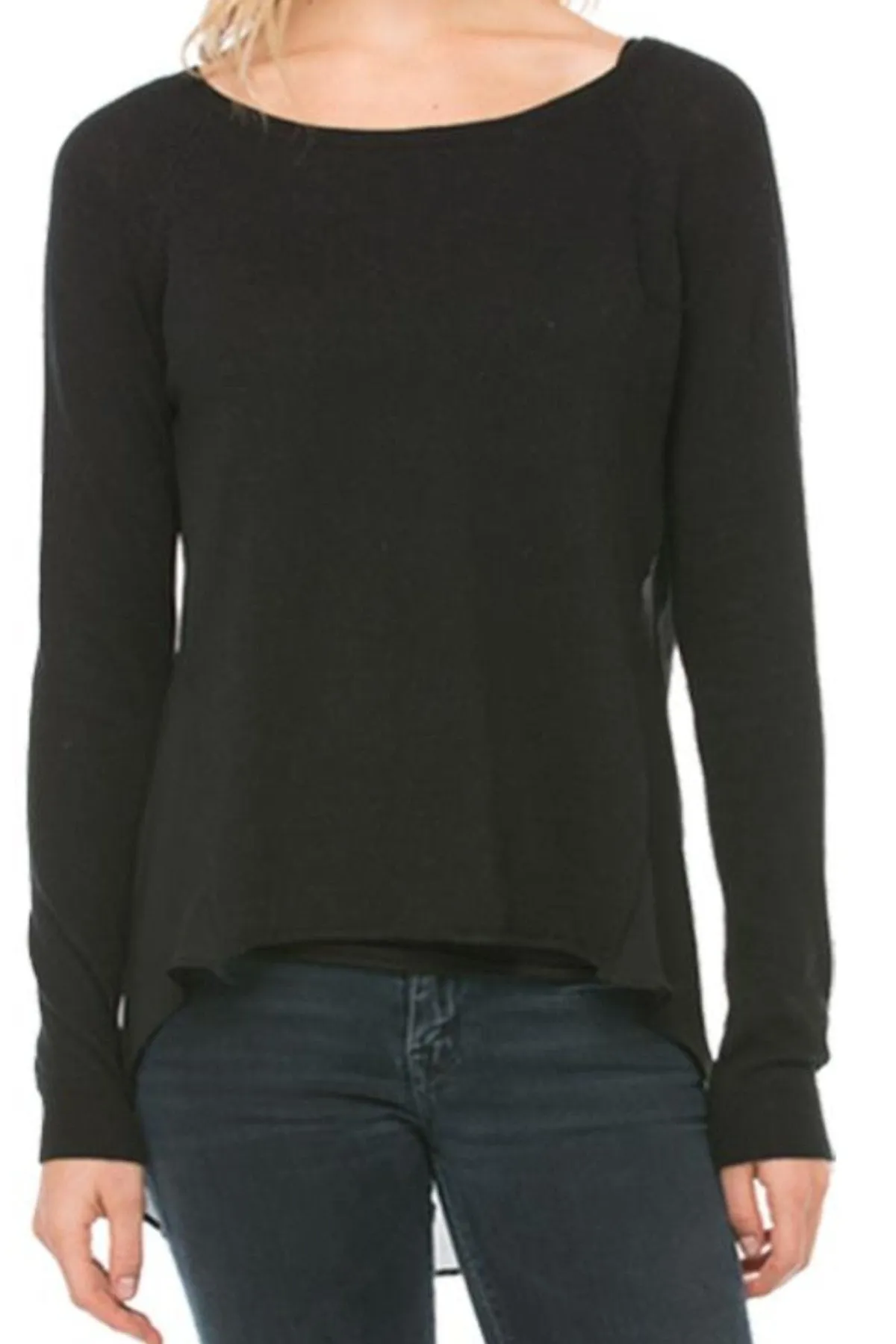 Crewneck Cotton-Cashmere Sweater with Silk Back Panel