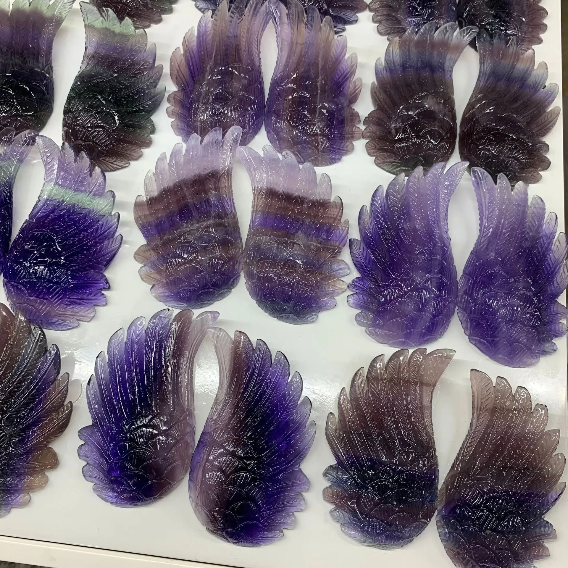 Crystal Fluorite Wings Colorful Ornament Crafts