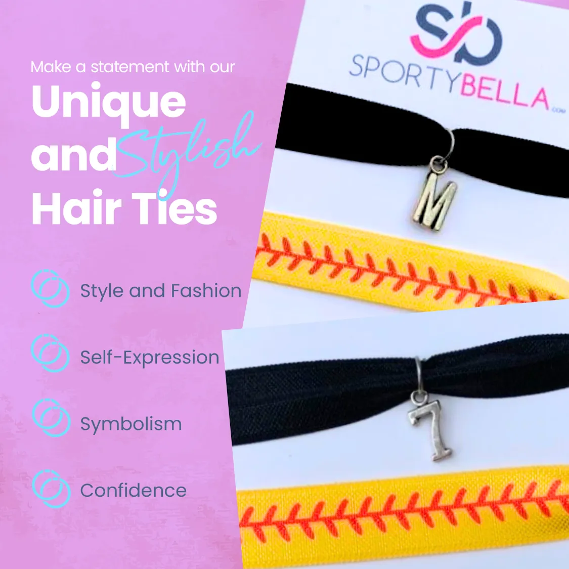 Custom Softball Hair Ties - 2pc