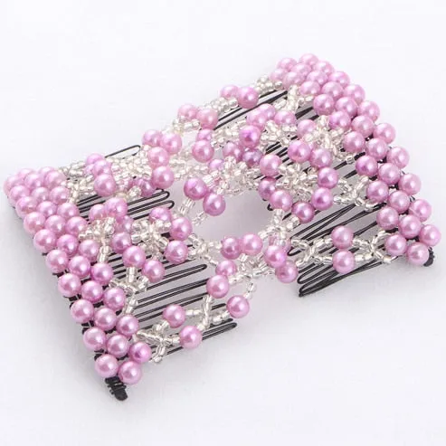 DIY Hair Accessories Pearl Beaded Elastic Hair Claw Hairpin