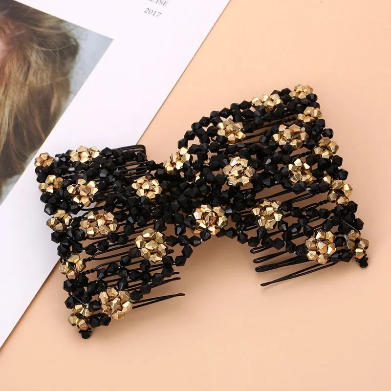 DIY Hair Accessories Pearl Beaded Elastic Hair Claw Hairpin