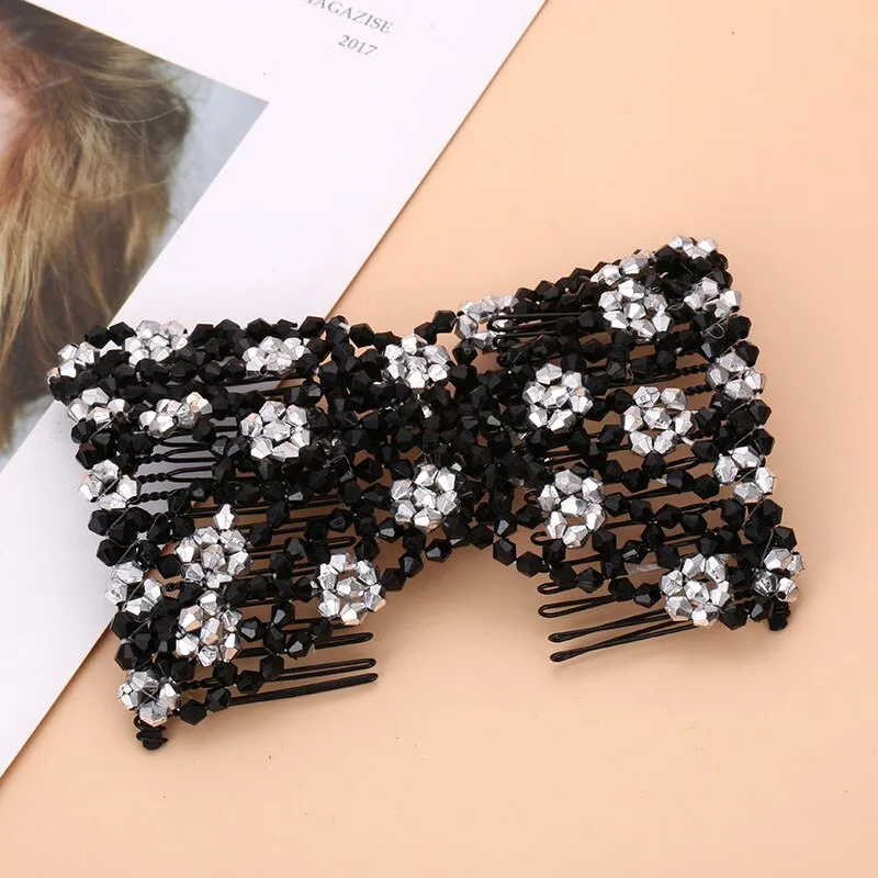 DIY Hair Accessories Pearl Beaded Elastic Hair Claw Hairpin