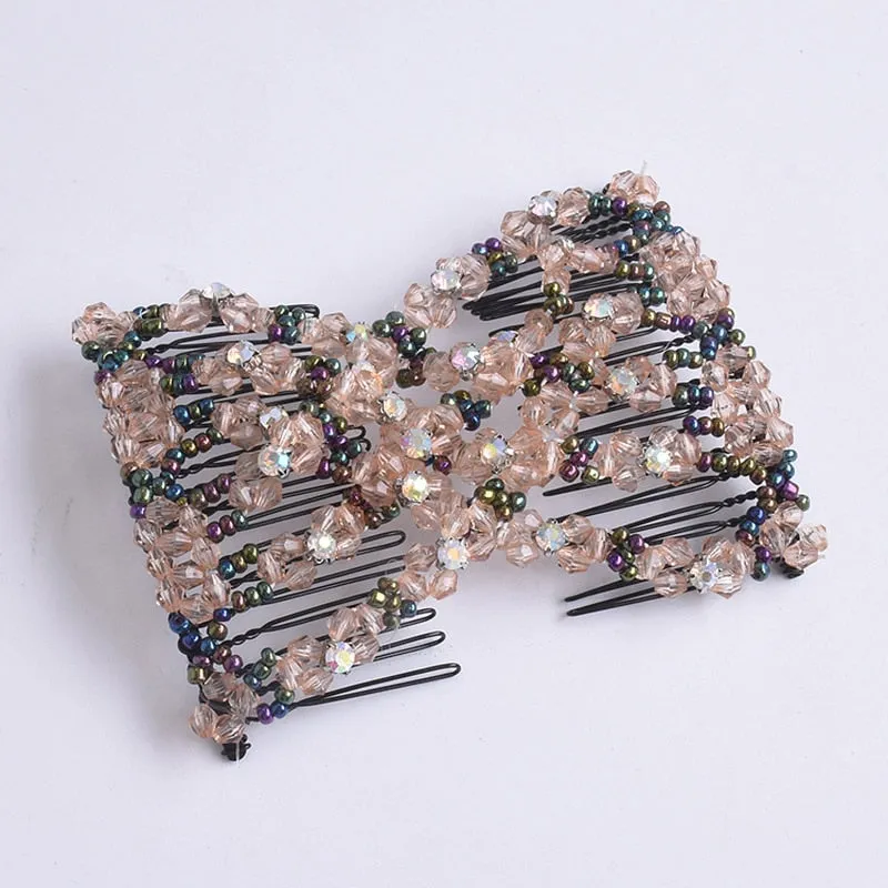 DIY Hair Accessories Pearl Beaded Elastic Hair Claw Hairpin