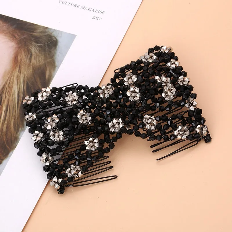 DIY Hair Accessories Pearl Beaded Elastic Hair Claw Hairpin