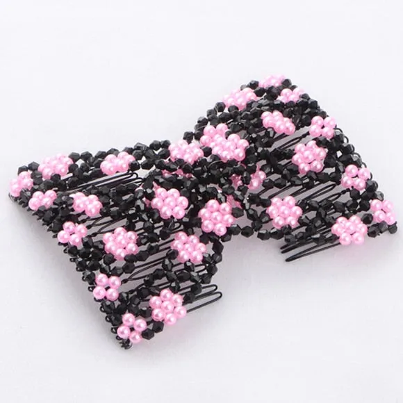 DIY Hair Accessories Pearl Beaded Elastic Hair Claw Hairpin