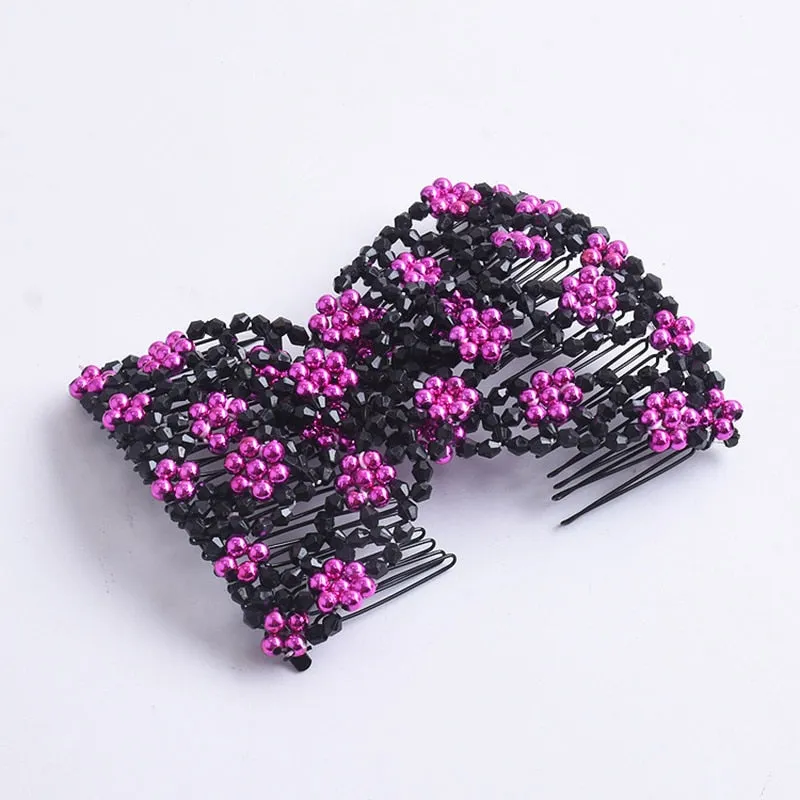 DIY Hair Accessories Pearl Beaded Elastic Hair Claw Hairpin