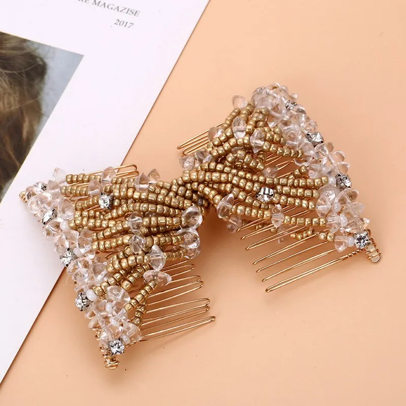 DIY Hair Accessories Pearl Beaded Elastic Hair Claw Hairpin