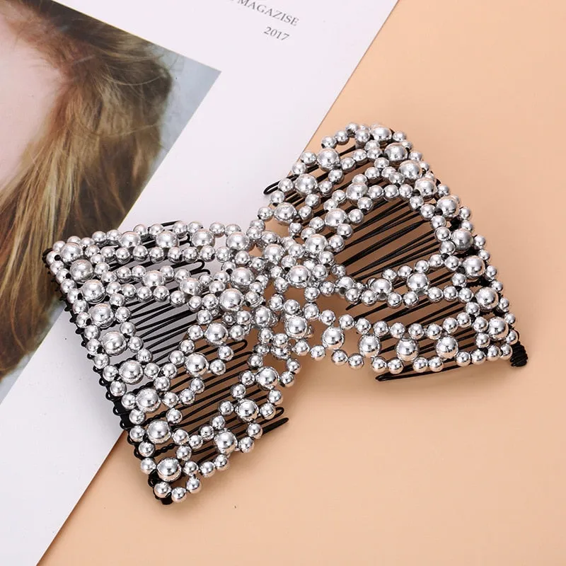 DIY Hair Accessories Pearl Beaded Elastic Hair Claw Hairpin