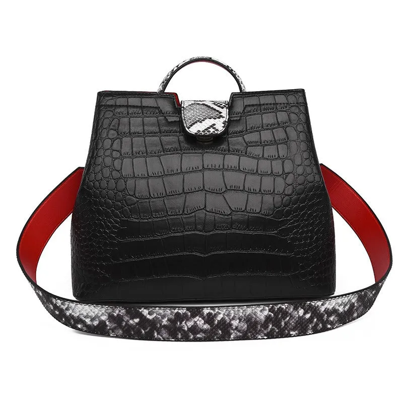 Embossed Crocodile Pattern PU Leather Handbag