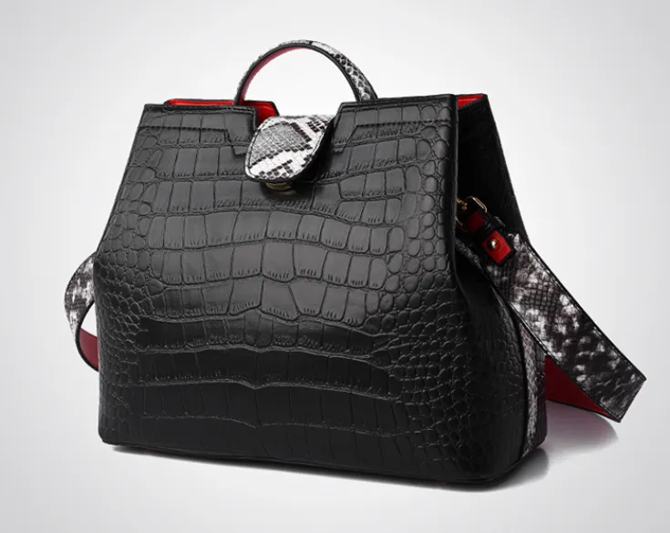 Embossed Crocodile Pattern PU Leather Handbag